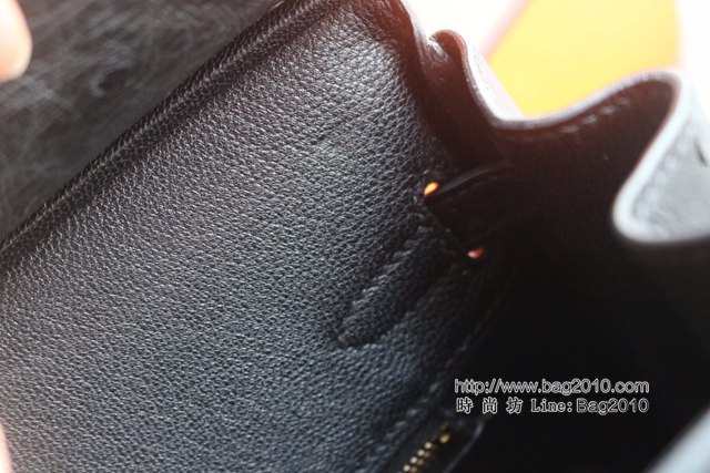 Hermes女包 愛馬仕Brikin CK89 Noir黑色金扣 Hermes鉑金鴕鳥皮手提包  tdh2255